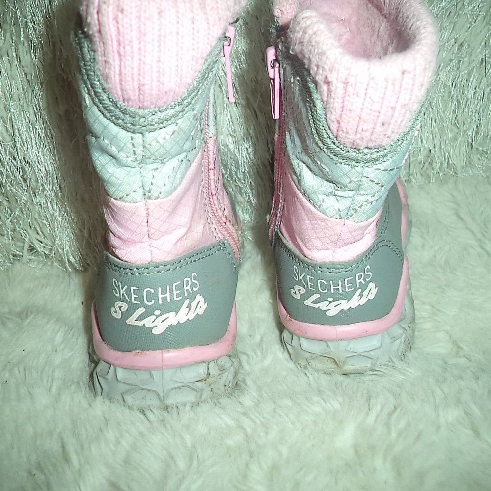 SKECHERS GALAXY LIGHTS STAR BRIGHTS WINTER SNOW BOOTS LINED TODDLER GIRLS SIZE 5 - Picture 6 of 8